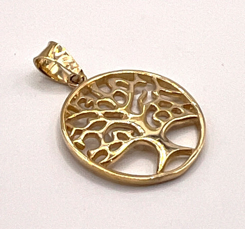 14k Gold Round Tree of Life Necklace